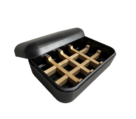 black solid shampoo holder/tray made of bamboo