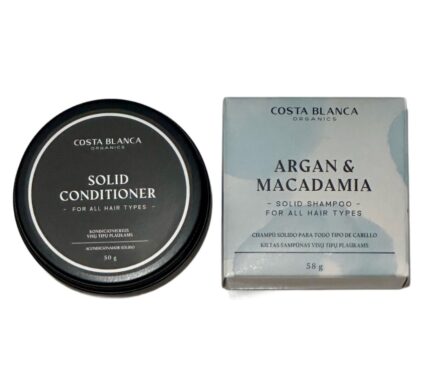 Argan & Macadamia Solid Shampoo & Conditioner Set – For All Hair Types