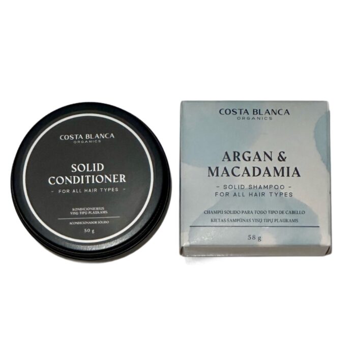 Argan & Macadamia Solid Shampoo & Conditioner Set – For All Hair Types